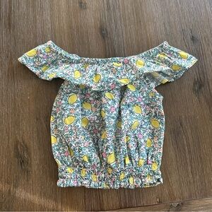 3/20$ Penelope Mack Kids Floral Lemon Print Off The Shoulder Top size 6